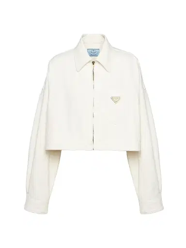 Prada Women's Denim Blouson Jacket - White - Size 12 | Thumbnail 1 Prada Women's Denim Blouson Jacket - White - Size 12 | Thumbnail 1