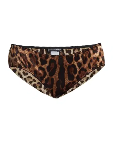 Dolce & Gabbana Women's Leopard Silk Hipster Brief - New Leopard - Size Large | Thumbnail 1 Dolce & Gabbana Women's Leopard Silk Hipster Brief - New Leopard - Size Large | Thumbnail 1
