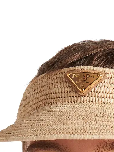 Prada Women's Crochet Visor Hat - Beige | Thumbnail 2