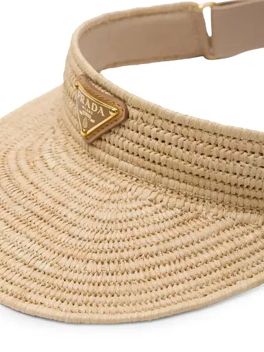 Prada Women's Crochet Visor Hat - Beige | Thumbnail 4