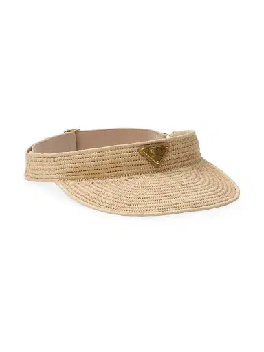 Prada Women's Crochet Visor Hat - Beige | Thumbnail 1
