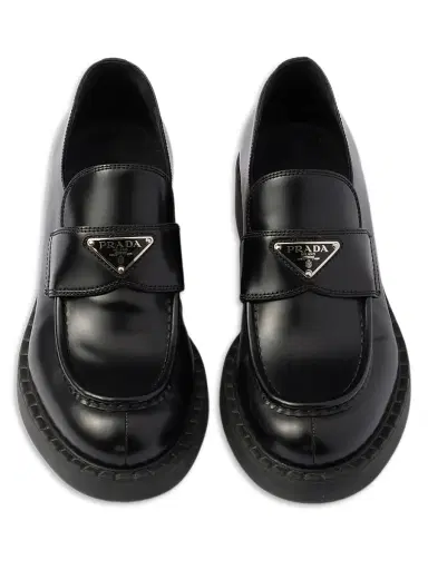 Prada Women's Chocolate Brushed Leather Loafers - Black - Size 11.5 | Thumbnail 2 Prada Women's Chocolate Brushed Leather Loafers - Black - Size 11.5 | Thumbnail 2