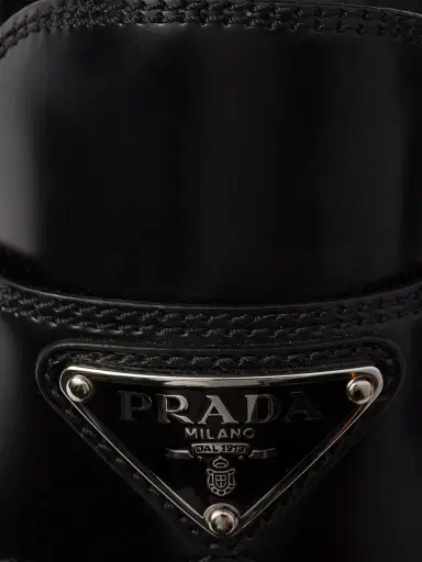 Prada Women's Chocolate Brushed Leather Loafers - Black - Size 11.5 | Thumbnail 4 Prada Women's Chocolate Brushed Leather Loafers - Black - Size 11.5 | Thumbnail 4