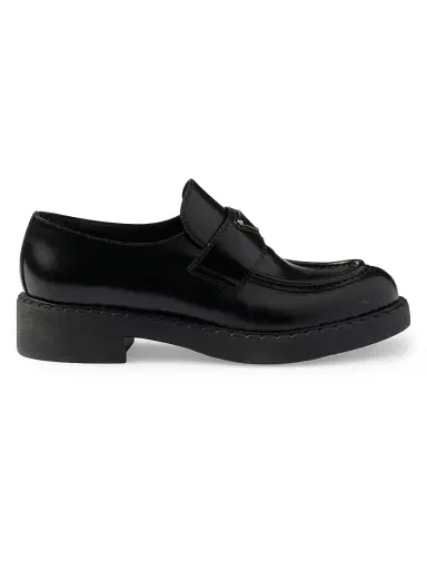 Prada Women's Chocolate Brushed Leather Loafers - Black - Size 11.5 | Thumbnail 1 Prada Women's Chocolate Brushed Leather Loafers - Black - Size 11.5 | Thumbnail 1