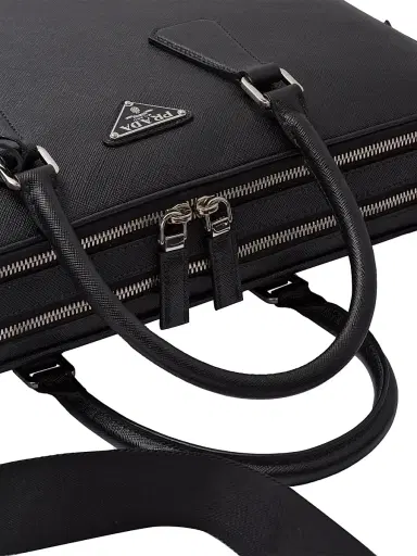 Prada Men's Saffiano Leather Briefcase - Black 0 | Thumbnail 6 Prada Men's Saffiano Leather Briefcase - Black 0 | Thumbnail 6