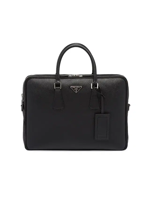 Prada Men's Saffiano Leather Briefcase - Black 0
