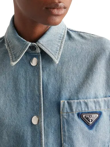 Prada Women's Oversized Denim Shirt - Blue - Size 8 | Thumbnail 4 Prada Women's Oversized Denim Shirt - Blue - Size 8 | Thumbnail 4