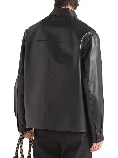 Prada Men's Nappa Leather Shirt - Black | Thumbnail 5 Prada Men's Nappa Leather Shirt - Black | Thumbnail 5