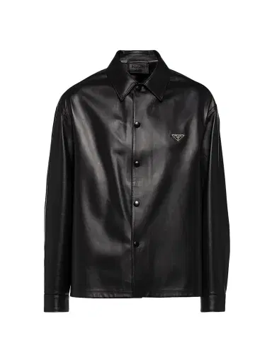 Prada Men's Nappa Leather Shirt - Black | Thumbnail 1 Prada Men's Nappa Leather Shirt - Black | Thumbnail 1