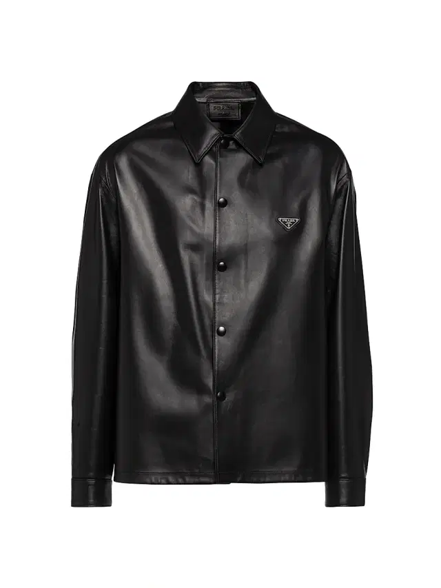 Men's Nappa Leather Shirt - Black