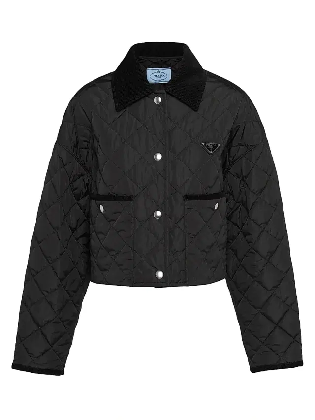 Women's Light Re-Nylon Cropped Jacket - Black