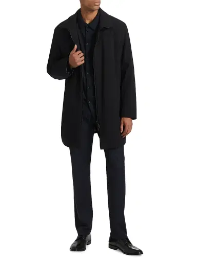 Giorgio Armani Men's Long Wool Zip-Up Jacket - Navy - Size 36 | Thumbnail 2
