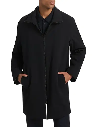 Giorgio Armani Men's Long Wool Zip-Up Jacket - Navy - Size 36 | Thumbnail 3