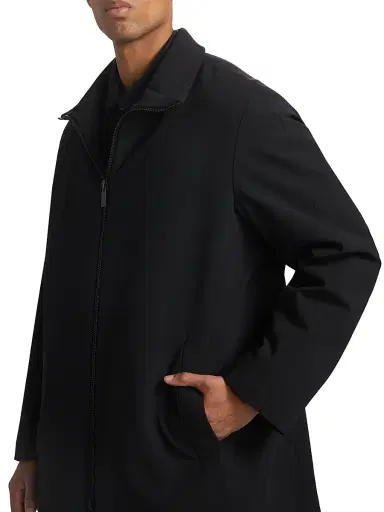Giorgio Armani Men's Long Wool Zip-Up Jacket - Navy - Size 36 | Thumbnail 6