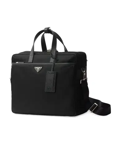 Prada Men's Re-Nylon and Saffiano Leather Briefcase - Black | Thumbnail 2 Prada Men's Re-Nylon and Saffiano Leather Briefcase - Black | Thumbnail 2