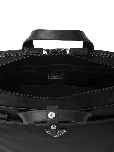 Prada Men's Re-Nylon and Saffiano Leather Briefcase - Black | Thumbnail 4 Prada Men's Re-Nylon and Saffiano Leather Briefcase - Black | Thumbnail 4
