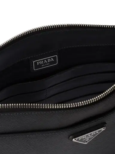 Prada Men's Saffiano Leather Pouch - Black | Thumbnail 4 Prada Men's Saffiano Leather Pouch - Black | Thumbnail 4