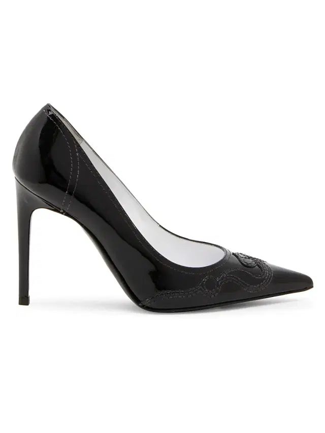 Moschino Women's Question Stitching 100MM Leather Pumps - Black