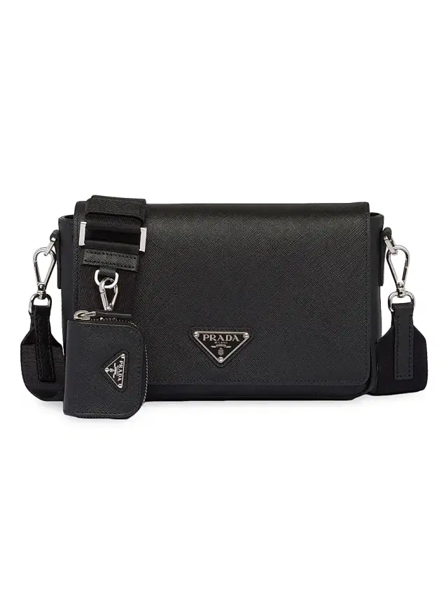 Prada Men's Saffiano Leather Shoulder Bag - Black