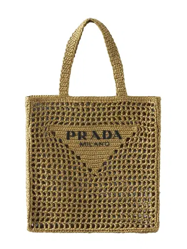 Prada Women's Large Crochet Tote Bag - Green | Thumbnail 1 Prada Women's Large Crochet Tote Bag - Green | Thumbnail 1