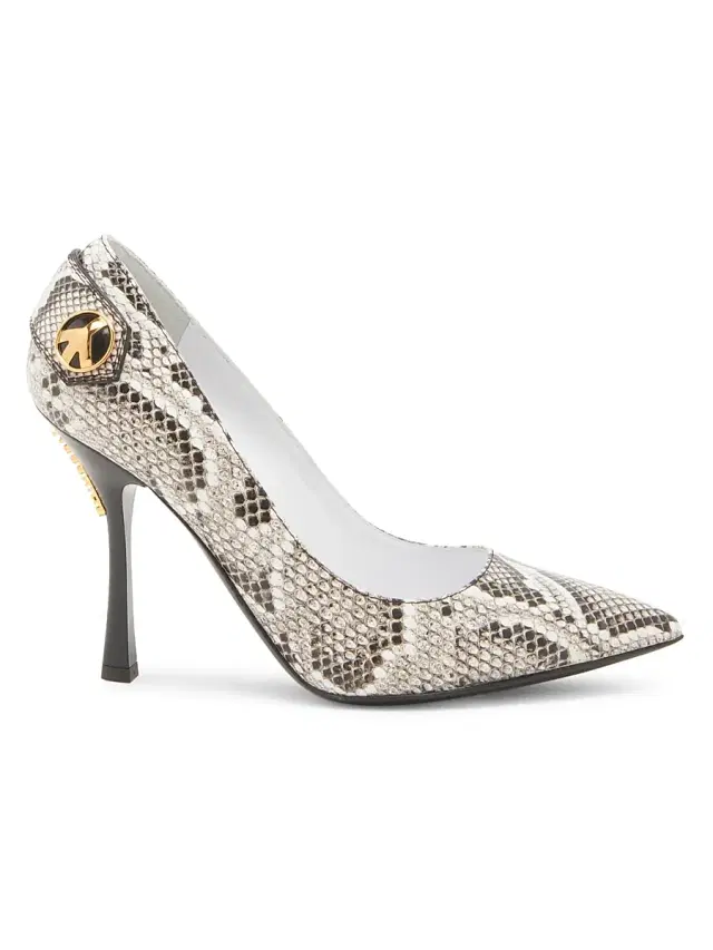 Moschino Women's Peace Button 0MM Leather Pumps - Grey