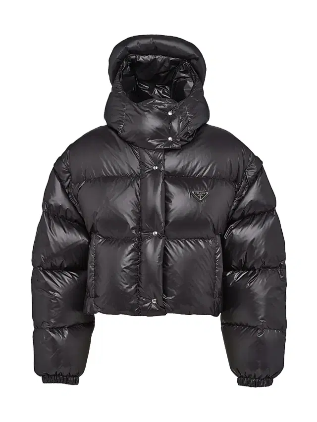 Women's Re-Nylon Convertible Cropped Down Jacket - Black