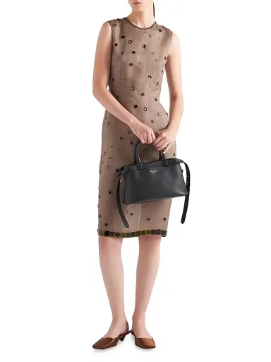 Prada Women's Buckle Small Leather Top Handle Bag with Double Belt - Black | Thumbnail 2