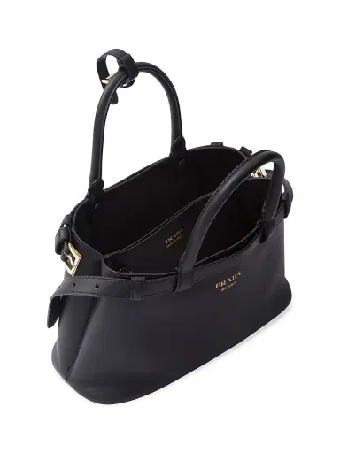 Prada Women's Buckle Small Leather Top Handle Bag with Double Belt - Black | Thumbnail 5