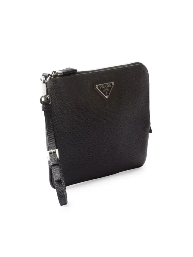 Men's  Saffiano Leather Pouch - Black