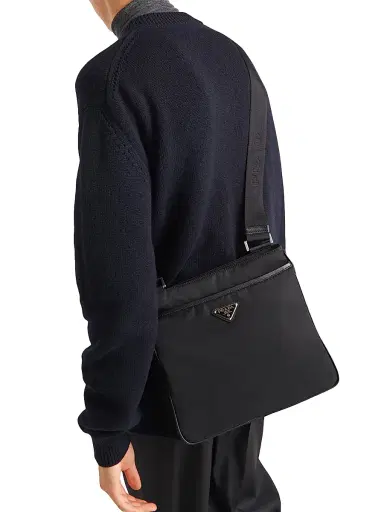 Prada Men's Re-Nylon and Saffiano Shoulder Bag - Black - Size 0 | Thumbnail 8