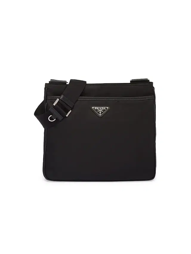 Men's Re-Nylon and Saffiano Shoulder Bag - Black