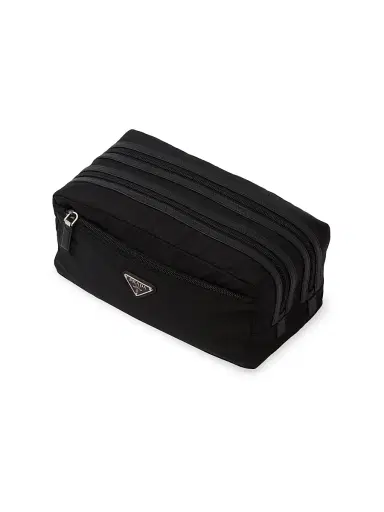 Prada Re-Nylon and Saffiano Leather Travel Pouch - Black | Thumbnail 2