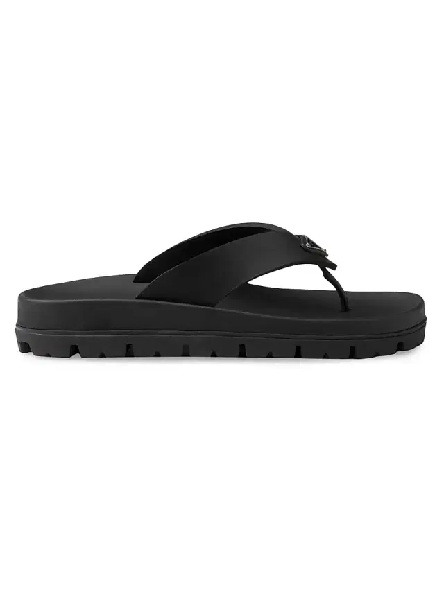 Prada Women's Rubber Thong Sandals - Black