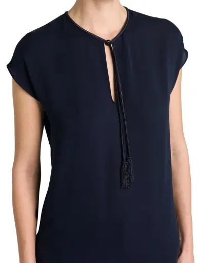 Giorgio Armani Women's Silk Georgette Keyhole Blouse - Galaxy Blue | Thumbnail 5 Giorgio Armani Women's Silk Georgette Keyhole Blouse - Galaxy Blue | Thumbnail 5