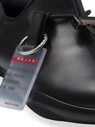 Prada Men's Toblach Leather Sneakers - Black - Size 7 | Thumbnail 4