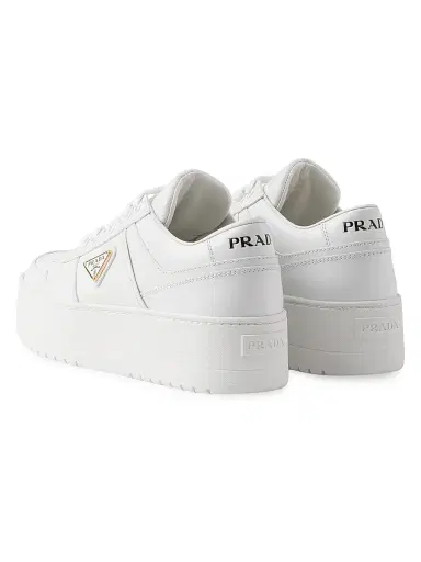Prada Women's Downtown Bold Leather Sneakers - White | Thumbnail 3