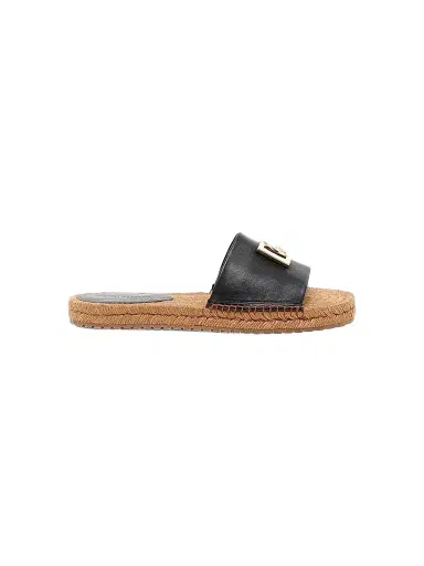 Dolce & Gabbana Women's Logo Leather Flat Espadrille Sandals - Nero - Size 11 | Thumbnail 1 Dolce & Gabbana Women's Logo Leather Flat Espadrille Sandals - Nero - Size 11 | Thumbnail 1