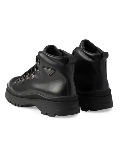 Prada Men's Brixxen Leather Booties - Black - Size 10.5 | Thumbnail 3