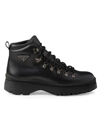 Prada Men's Brixxen Leather Booties - Black - Size 10.5 | Thumbnail 1