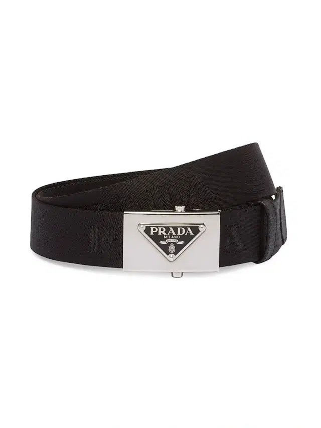 Prada Men's Woven Re-Nylon Belt - Black
