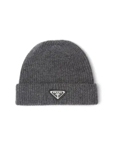 Prada Men's Wool and Cashmere Beanie - Grey | Thumbnail 3 Prada Men's Wool and Cashmere Beanie - Grey | Thumbnail 3