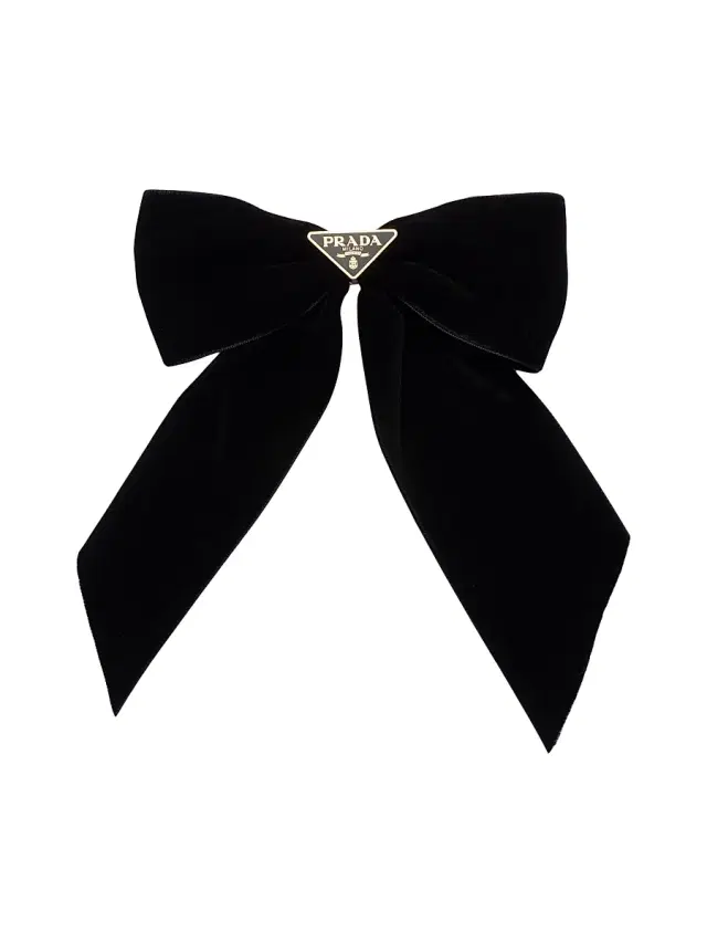 Prada Women's Velvet Bow Hair Clip - Black