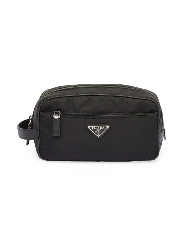 Prada Nylon and Saffiano Leather Travel Pouch - Black