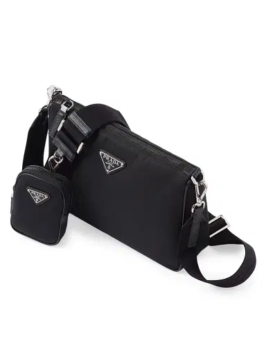 Prada Men's Re-Nylon and Saffiano Leather Shoulder Bag | Thumbnail 3 Prada Men's Re-Nylon and Saffiano Leather Shoulder Bag | Thumbnail 3