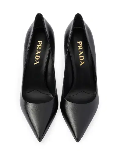 Prada Women's Patent Saffiano 85MM Leather Pumps - Black - Size 12 | Thumbnail 2
