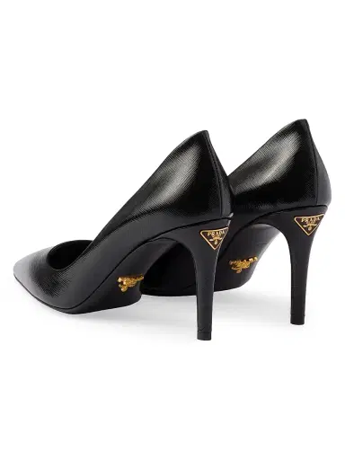 Prada Women's Patent Saffiano 85MM Leather Pumps | Thumbnail 3