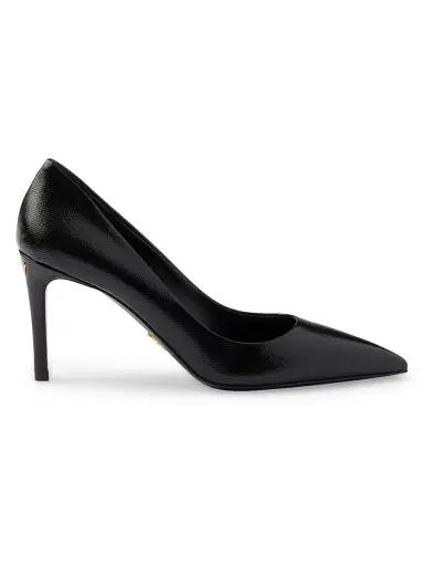 Prada Women's Patent Saffiano 85MM Leather Pumps | Thumbnail 1