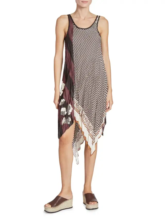 Women's  x Paula's Ibiza Scarf-Print Asymmetric Midi-Dress - Light Beige Multi