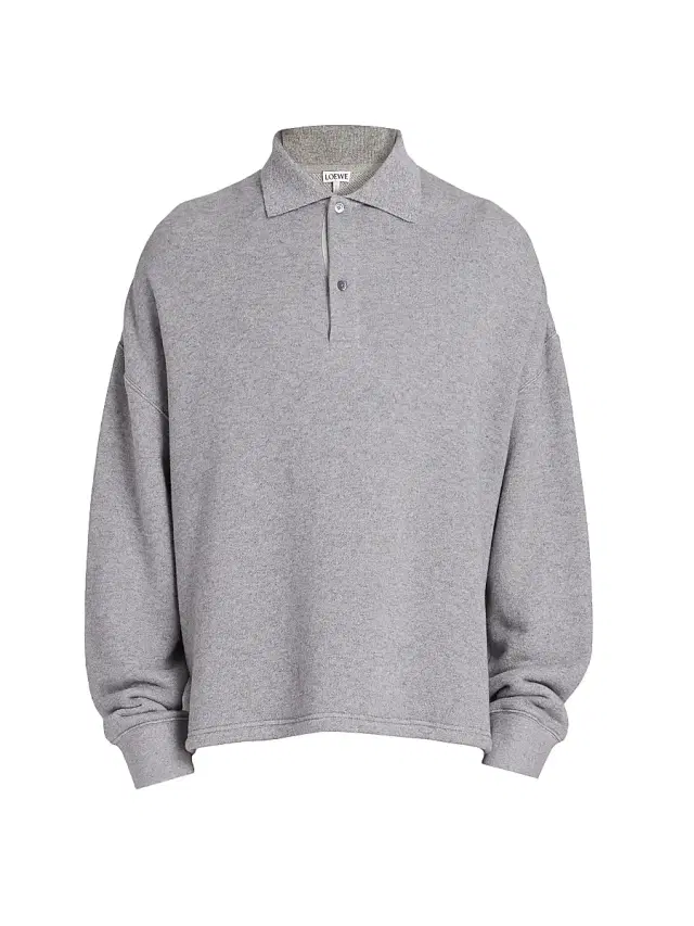 Men's Cotton-Blend Polo Sweatshirt - Lead Grey