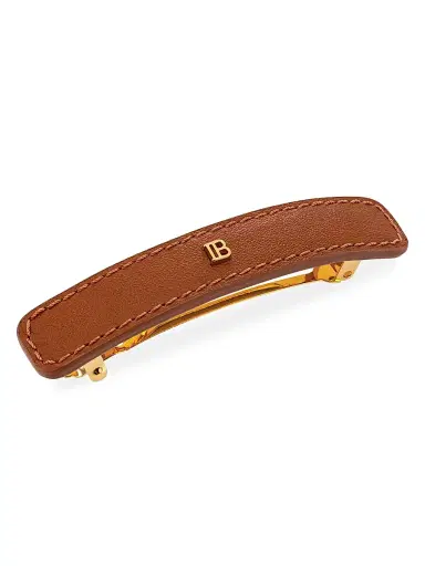Balmain Hair Women's Riviera Leather Barrette - Cognac | Thumbnail 1 Balmain Hair Women's Riviera Leather Barrette - Cognac | Thumbnail 1